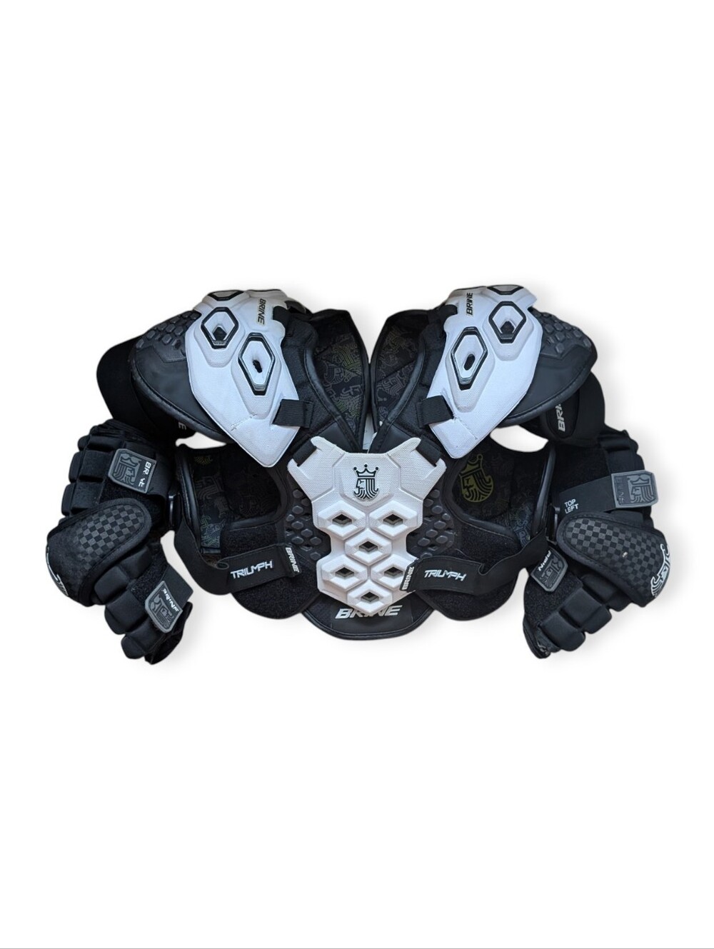 Brine Triumph Lacrosse Shoulder Pads and Elbow Pads Black White Medium LSPTRI2M‎